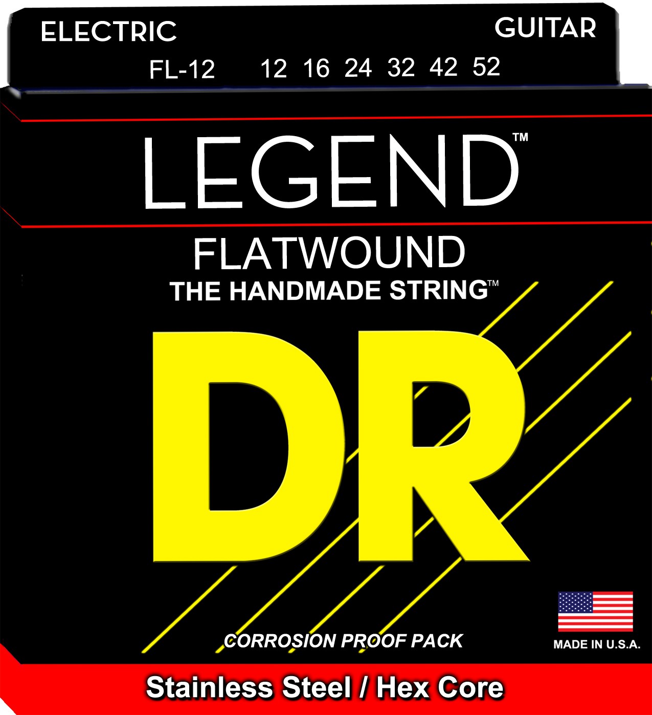 DR LEGEND - FL-12 - Electric Guitar String Set, Extra Light, .012-.052 DR LEGEND - FL-12 - struny do gitary elektrycznej Set, Extra Light, .012-.052