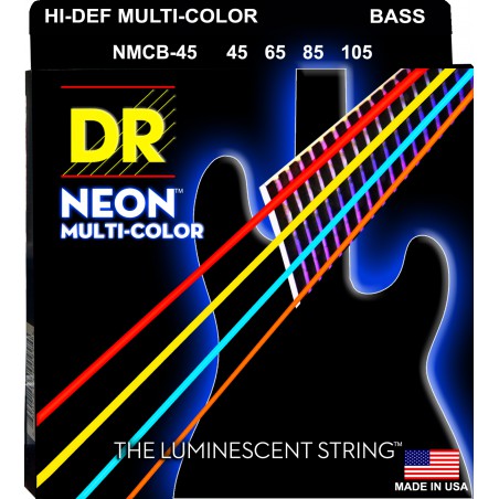 DR NEON Hi-Def Multi-Color - Bass String Set, 4-String, Medium, .045-.105