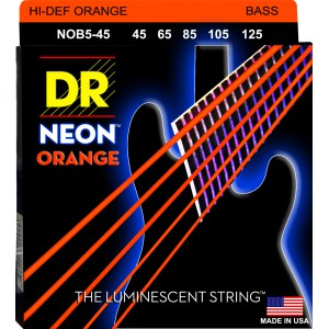 DR NEON Hi-Def Orange - struny do gitary basowej, 5-String, Medium, .045-.125