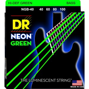 DR NEON Hi-Def Green - struny do gitary basowej, 4-String, Light, .040-.100