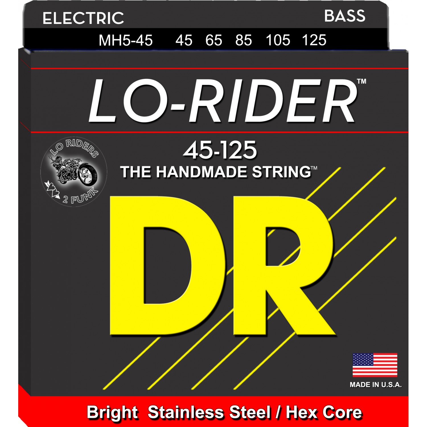DR LO-RIDER - MH5-45-125 - Bass String Set, 5-String, Medium, .045-.125 DR LO-RIDER - MH5-45-125 - struny do gitary basowej, 5-String, Medium, .045-.125