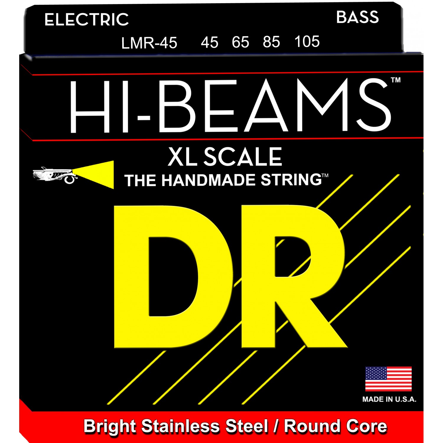 DR LMR-45 - HI-BEAM - struny do gitary basowej, 4-String, Medium, .045-.105, Extra Long Scale