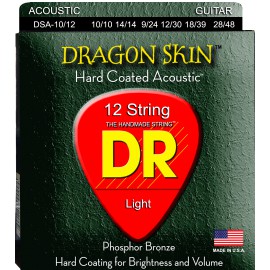 DR DRAGON SKIN - DSA-10/12 - struny do gitary akustycznej Set, 12-String, Coated Phosphor Bronze, Light, .010-.048