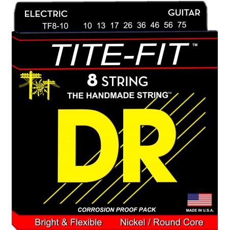 DR TITE-FIT - TF8-10 - Electric Guitar String Set, 8-String Medium, .010-.075