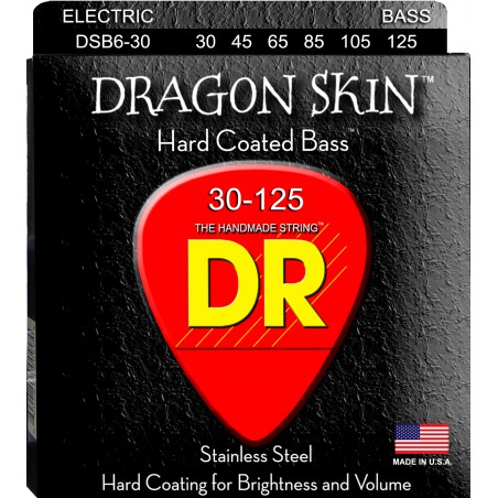 DR DSB6-30 - DRAGON SKIN - Bass String Set, 6-String, Coated, Medium, .030-.125