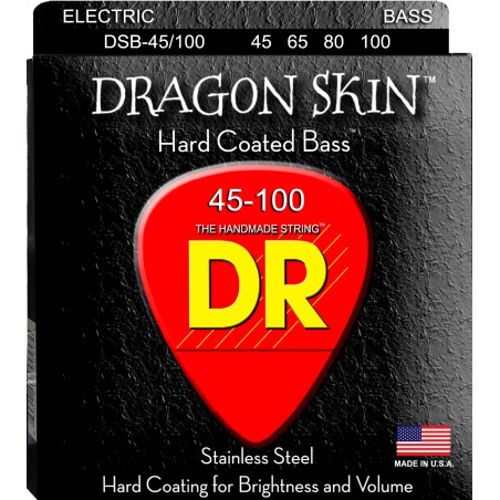 DR DSB-45/100 - DRAGON SKIN - Bass String Set, 4-String, Coated, Medium Light, .045-.100
