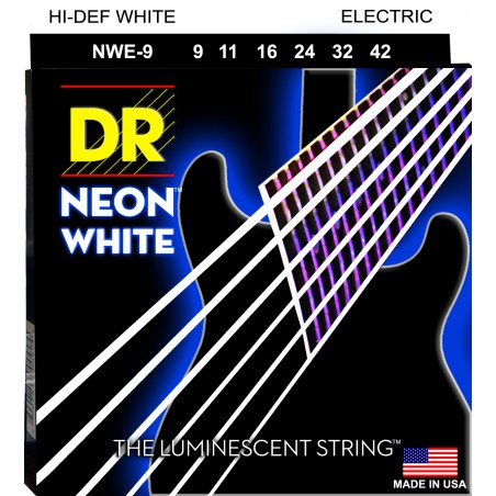 DR NEON Hi-Def White - NWE- 9 - Electric Guitar String Set, Light, .009-.042