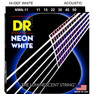 DR NEON Hi-Def White - NWA-11 - struny do gitary akustycznej Set, Medium Light .011-.050