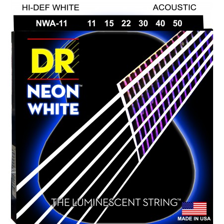 DR NEON Hi-Def White - NWA-11 - Acoustic Guitar String Set, Medium Light .011-.050