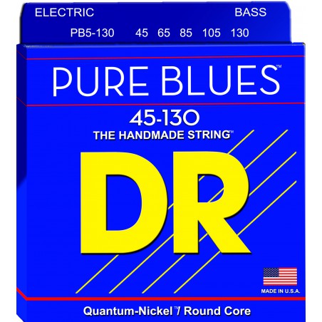 DR PURE BLUES - Bass String Set, 5-String, Medium, .045-.130