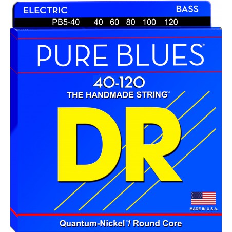 DR PURE BLUES - Bass String Set, 5-String, Light, .040-.120