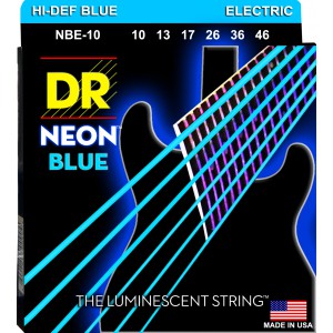 DR NEON Hi-Def Blue - NBE-10 - struny do gitary elektrycznej Set, Medium, .010-.046