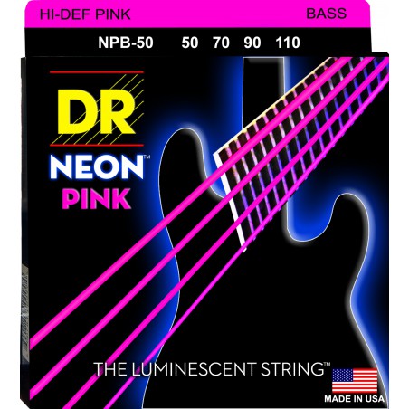 DR NEON Hi-Def Pink - Bass String Set, 4-String, Heavy, .050-.110