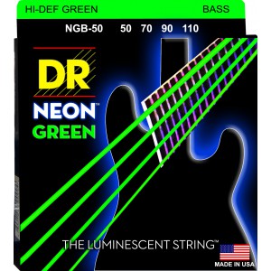 DR NEON Hi-Def Green - struny do gitary basowej, 4-String, Heavy, .050-.110