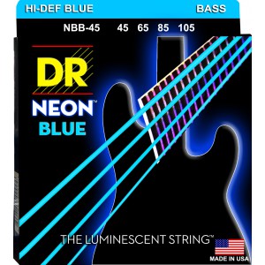 DR NEON Hi-Def Blue - struny do gitary basowej, 4-String, Medium, .045-.105