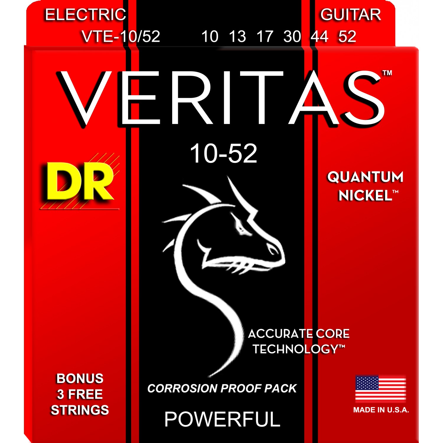 DR VERITAS Quantum Nickel - VTE-10-52 - Electric Guitar String Set, Big & Heavy, .010-.052 DR VERITAS Quantum Nickel - VTE-10-52 - struny do gitary elektrycznej Set, Big & Heavy, .010-.052
