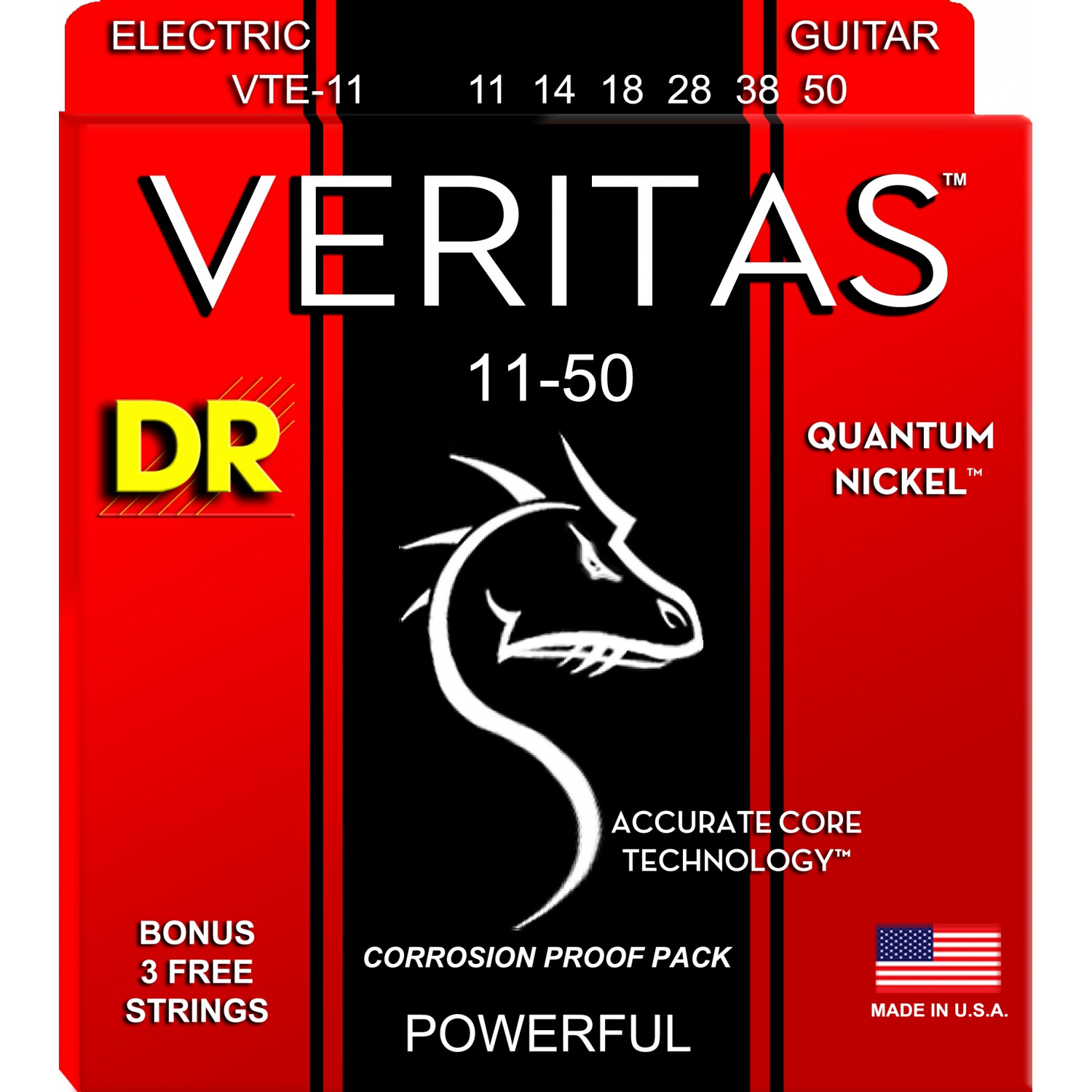 DR VERITAS Quantum Nickel - VTE-11 - struny do gitary elektrycznej Set, Heavy, .011-.050