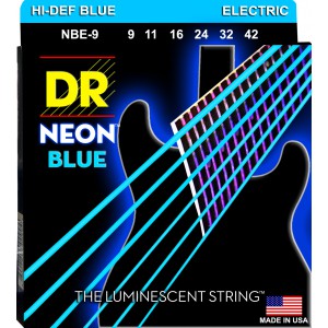 DR NEON Hi-Def Blue - NBE- 9 - struny do gitary elektrycznej Set, Light, .009-.042