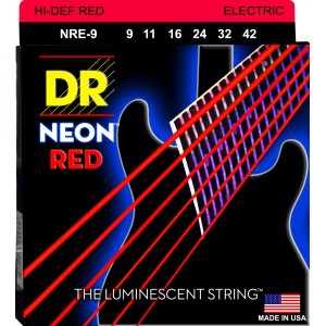 DR NEON Hi-Def Red - NRE- 9 - struny do gitary elektrycznej Set, Light, .009-.042
