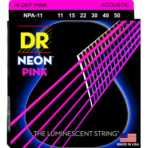 DR NEON Hi-Def Pink - NPA-11 - struny do gitary akustycznej Set, Medium Light .011-.050