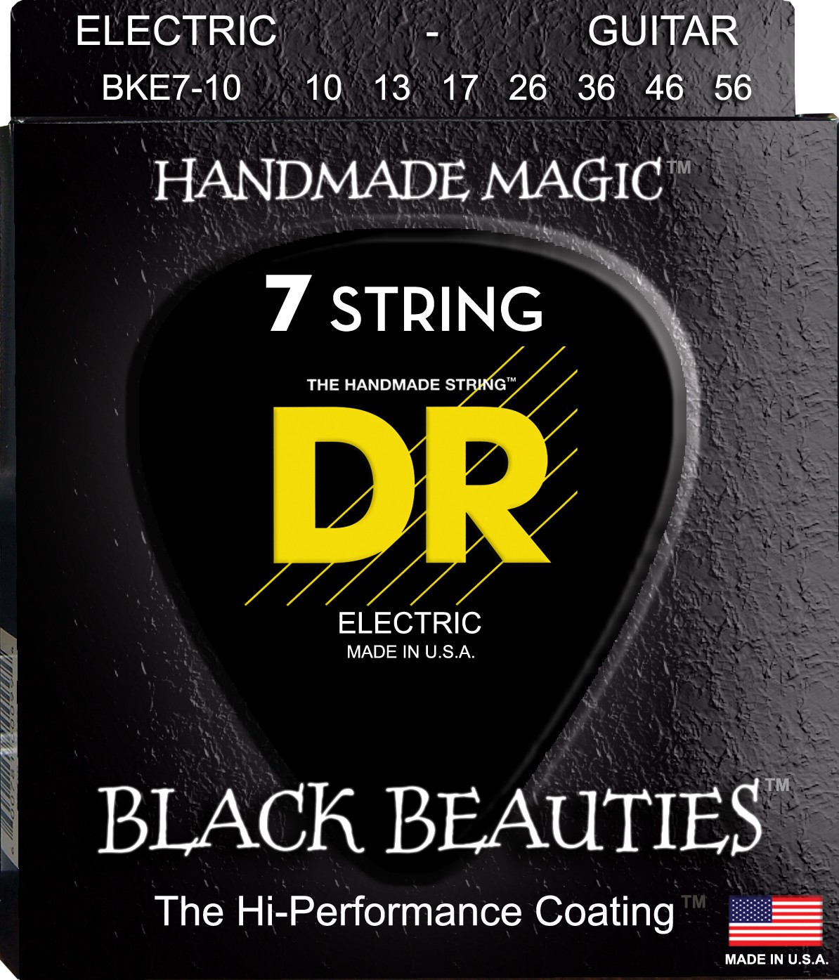 DR BLACK BEAUTIES - BKE7-10 - Electric Guitar String Set, 7-String Medium, .010-.056 DR BLACK BEAUTIES - BKE7-10 - struny do gitary elektrycznej Set, 7-String Medium, .010-.056