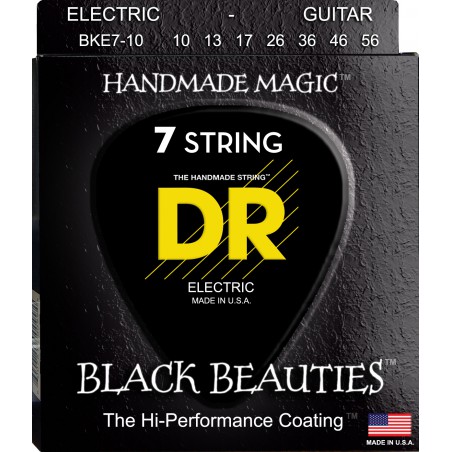DR BLACK BEAUTIES - BKE7-10 - Electric Guitar String Set, 7-String Medium, .010-.056
