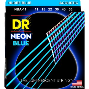 DR NEON Hi-Def Blue - NBA-11 - struny do gitary akustycznej Set, Medium Light .011-.050