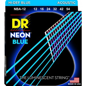 DR NEON Hi-Def Blue - NBA-12 - struny do gitary akustycznej Set, Medium, .012-.054