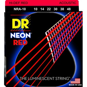 DR NEON Hi-Def Red - NRA-10 - struny do gitary akustycznej Set, Light, .010-.048