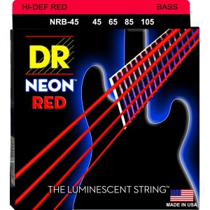 DR NEON Hi-Def Red - struny do gitary basowej, 4-String, Medium, .045-.105