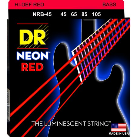DR NEON Hi-Def Red - Bass String Set, 4-String, Medium, .045-.105