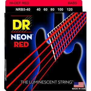 DR NEON Hi-Def Red - struny do gitary basowej, 5-String, Light, .040-.120