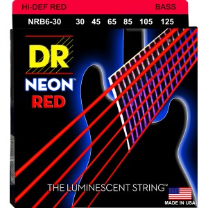DR NEON Hi-Def Red - struny do gitary basowej, 6-String, Medium, .030-.125