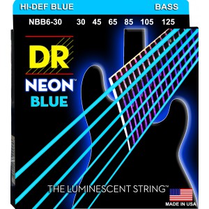 DR NEON Hi-Def Blue - struny do gitary basowej, 6-String, Medium, .030-.125