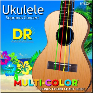DR MULTI-COLOR - UMCSC - struny do ukulele Set, Sopran & Concert, High-G