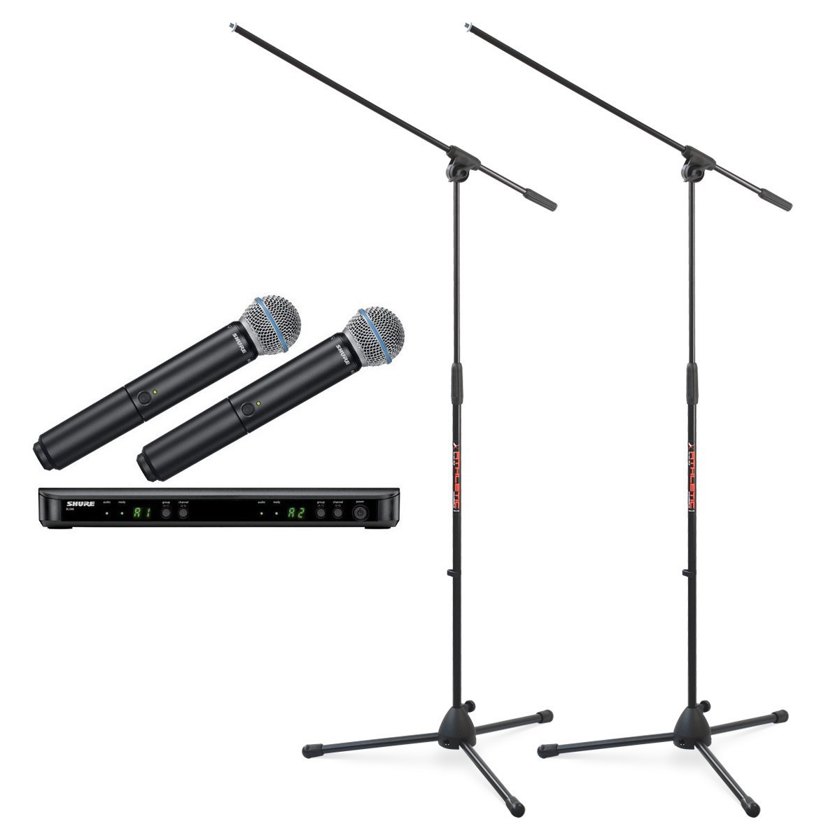 Shure BLX288E/B58 - system bezprzewodowy doręczny + statywy