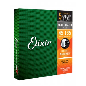 Elixir 14207 - struny do gitary basowej NANOWEB niklowane 45-135 5-str