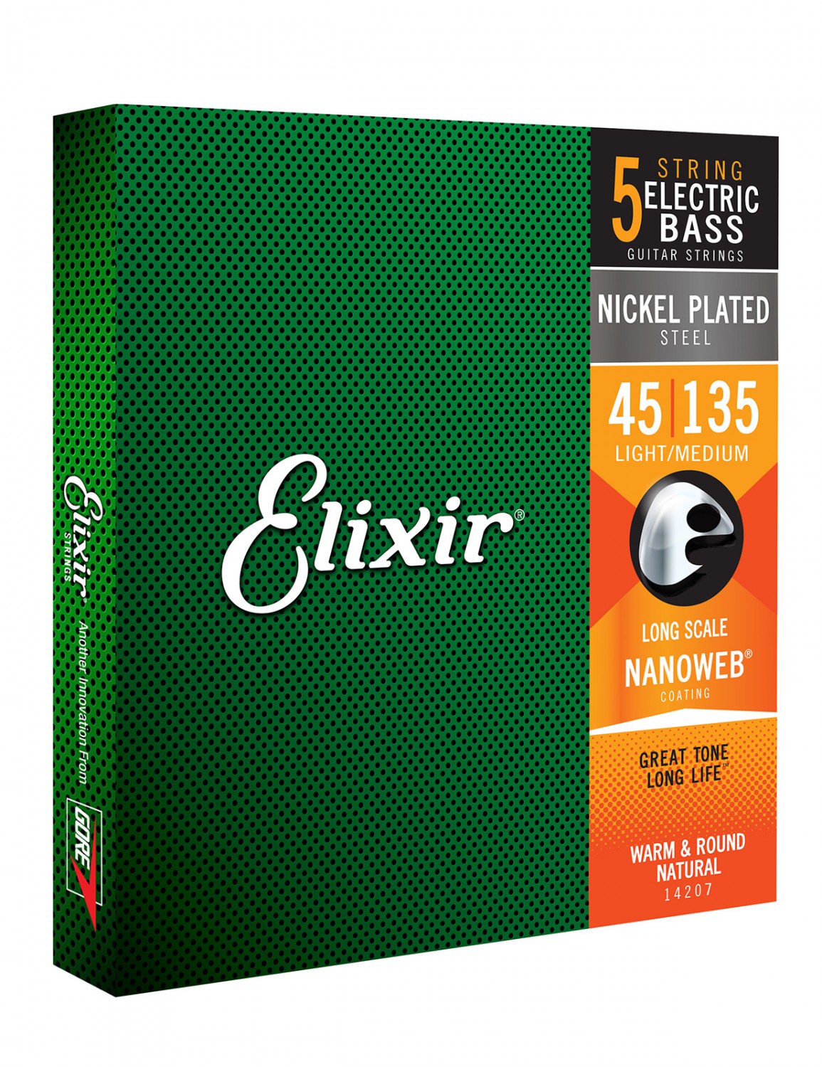 Elixir 14207 - struny do gitary basowej NANOWEB niklowane 45-135 5-str