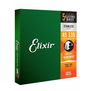 Elixir 14782 - struny do gitary basowej NANOWEB stalowe 45-135 5-str