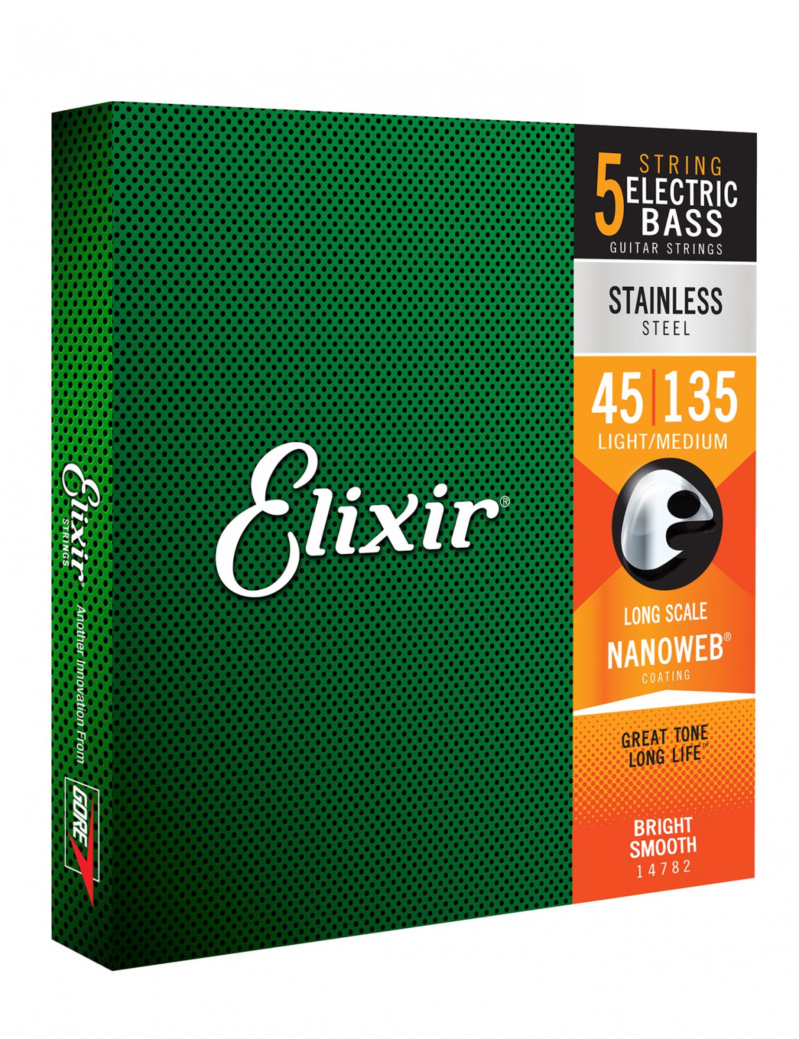 Elixir 14782 - struny do gitary basowej NANOWEB stalowe 45-135 5-str