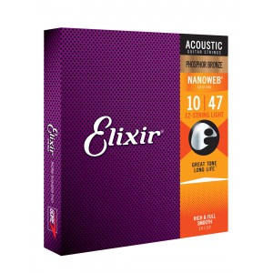 Elixir 16152 - struny do gitary akustycznej NANOWEB Phosphor Bronze 10-47 12-str