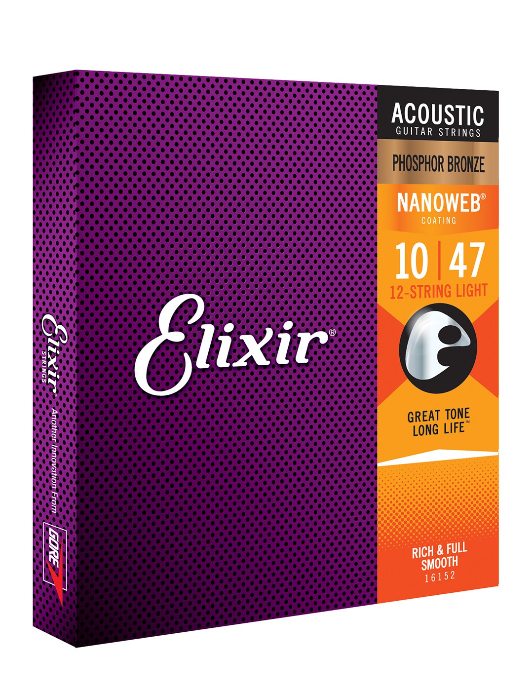 Elixir 16152 - struny do gitary akustycznej NANOWEB Phosphor Bronze 10-47 12-str