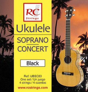 Royal Classics UBSC80 Ukulele Soprano-Concert set. Black - Struny do Ukulele