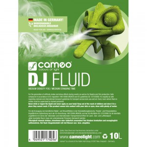 Cameo DJ FLUID 10L - Płyn do wytwarzania średnio gęstej mgły o średniej trwałości, 10 l  