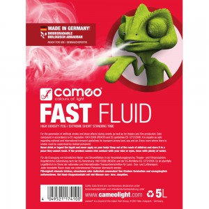 Cameo FAST FLUID 5 L - Płyn do wytwarzania mgły o dużej gęstości i bardzo krótkiej trwałości, 5 l  