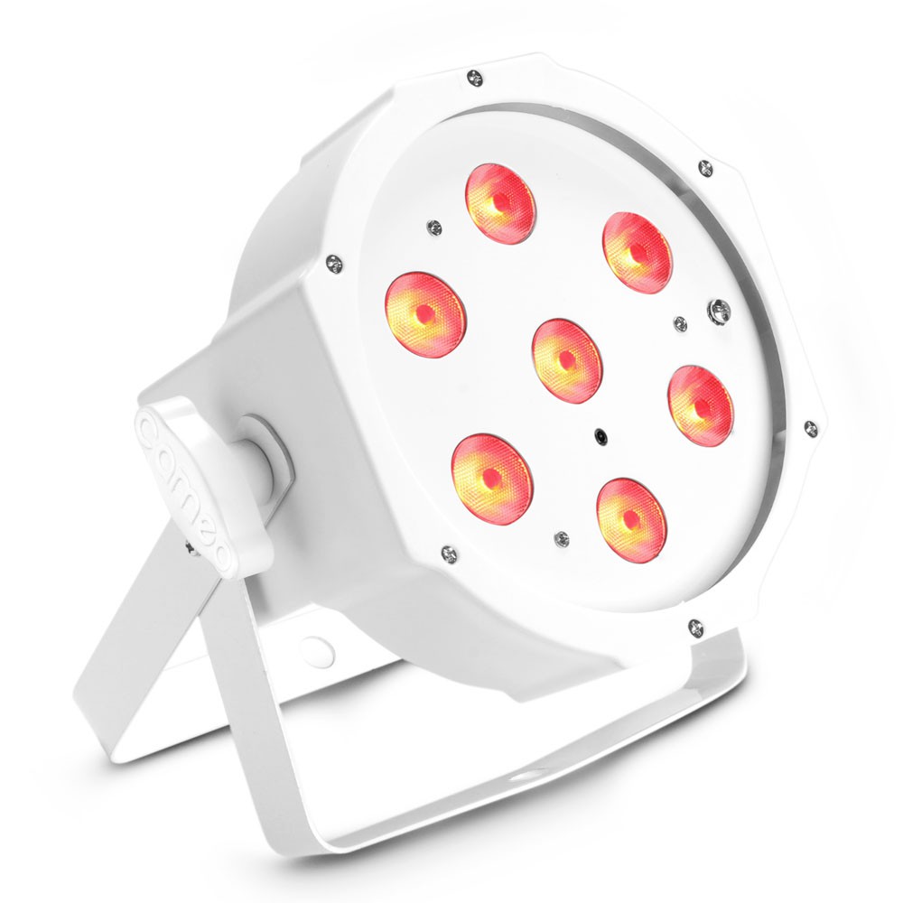 Cameo FLAT PAR 1 RGBW IR WH - Lampa PAR 7 x 4 W High Power FLAT RGBW LED, z opcją zdalnego sterowania pilotem na podczerwień, 