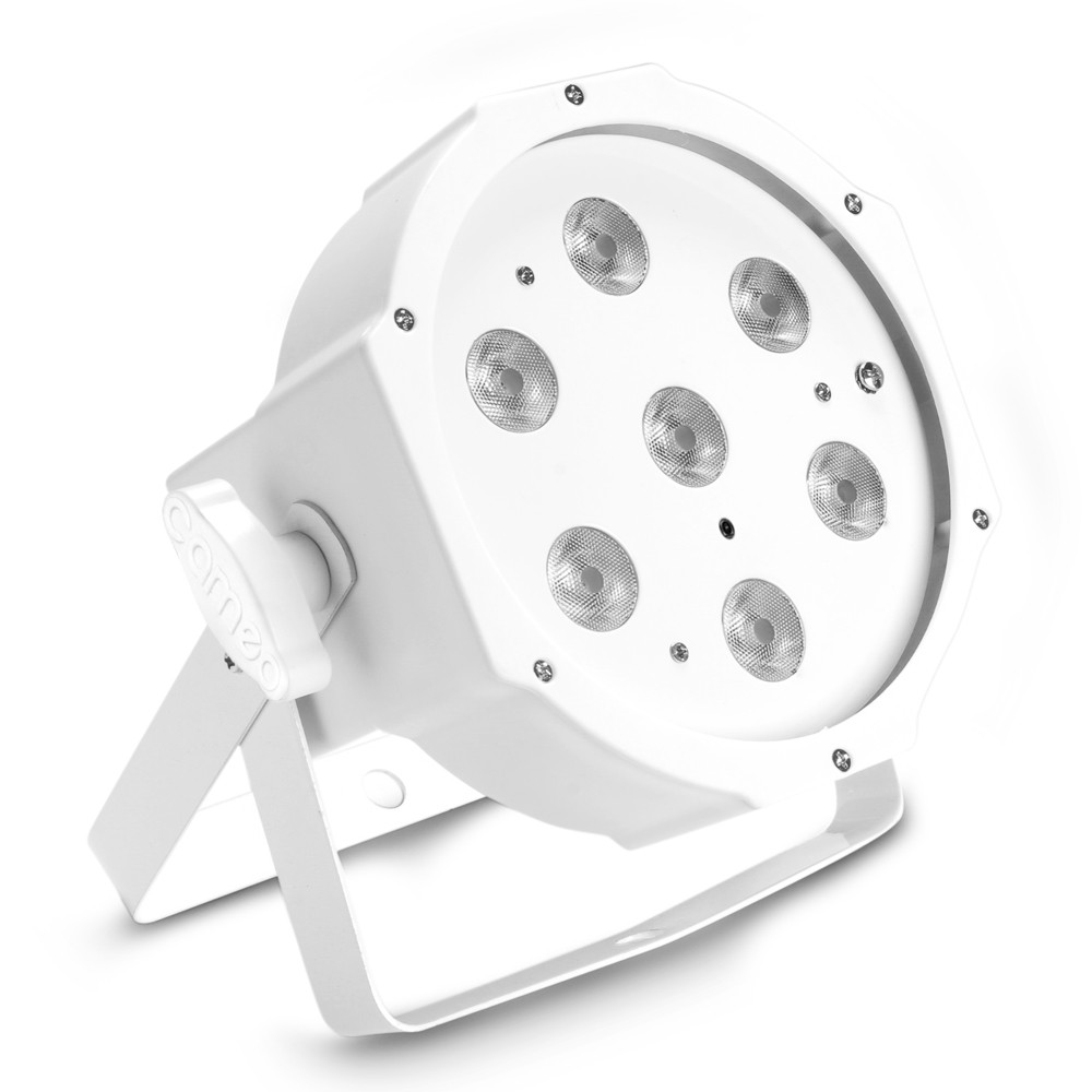 Cameo FLAT PAR 1 TW IR WH - 7 x 4 W High-Power FLAT Tunable White LED PAR Light in white housing with IR remote control option Cameo FLAT PAR 1 TW IR WH - 7 x 4 W High-Power FLAT Tunable White LED PAR Light in white housing with IR remote control option