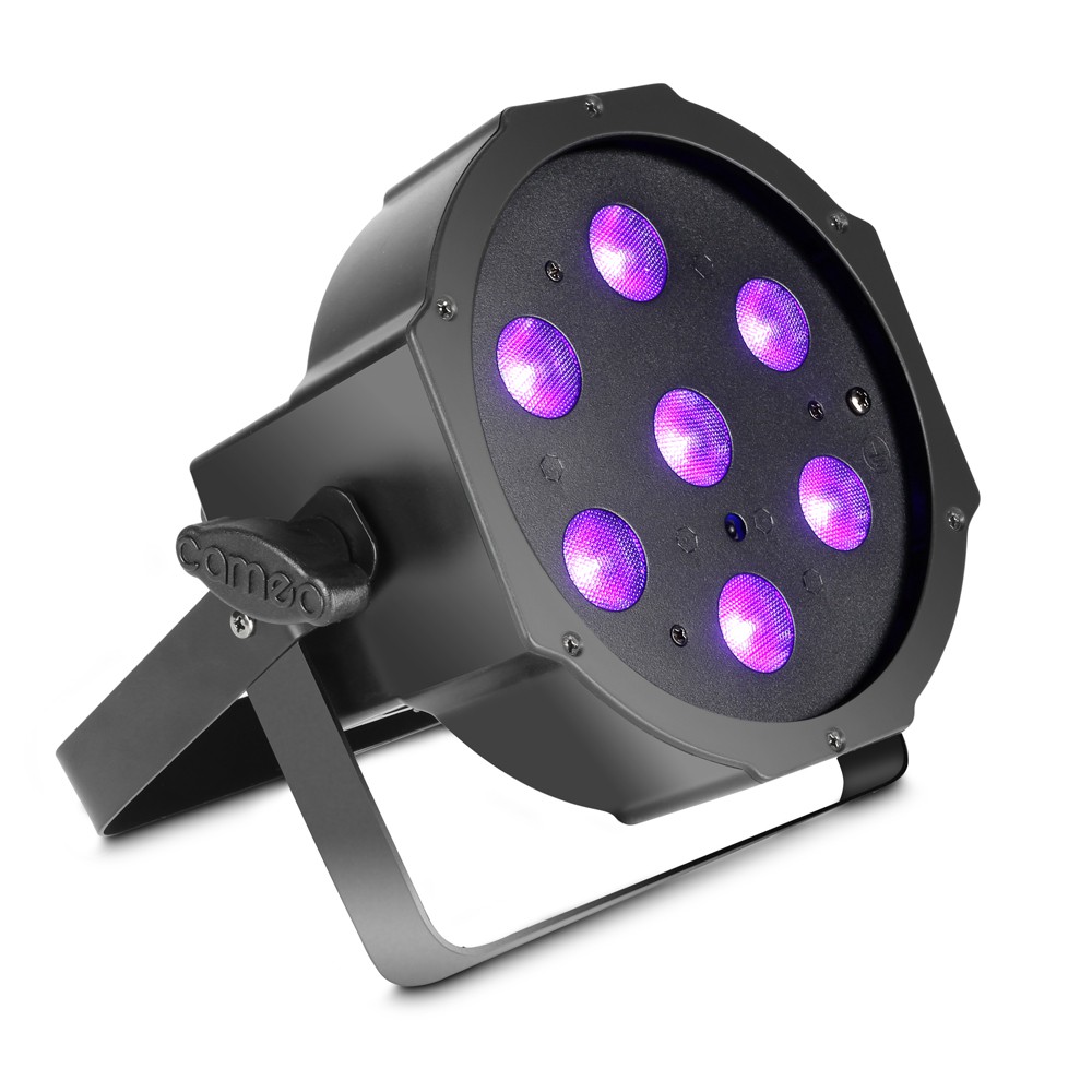 Cameo FLAT PAR CAN 7X3W UV IR - 7 x 3 W High Power FLAT LED UV – lampa PAR w czarnej obudowie Cameo FLAT PAR CAN 7X3W UV IR - 7 x 3 W High Power FLAT LED UV – lampa PAR w czarnej obudowie
