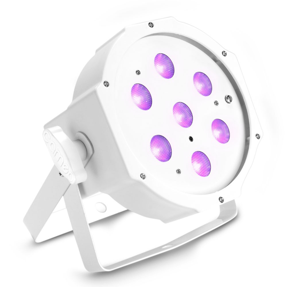 Cameo FLAT PAR 7X3W UV WH - 7 x 3 W High Power FLAT LED UV – lampa PAR w białej obudowie  