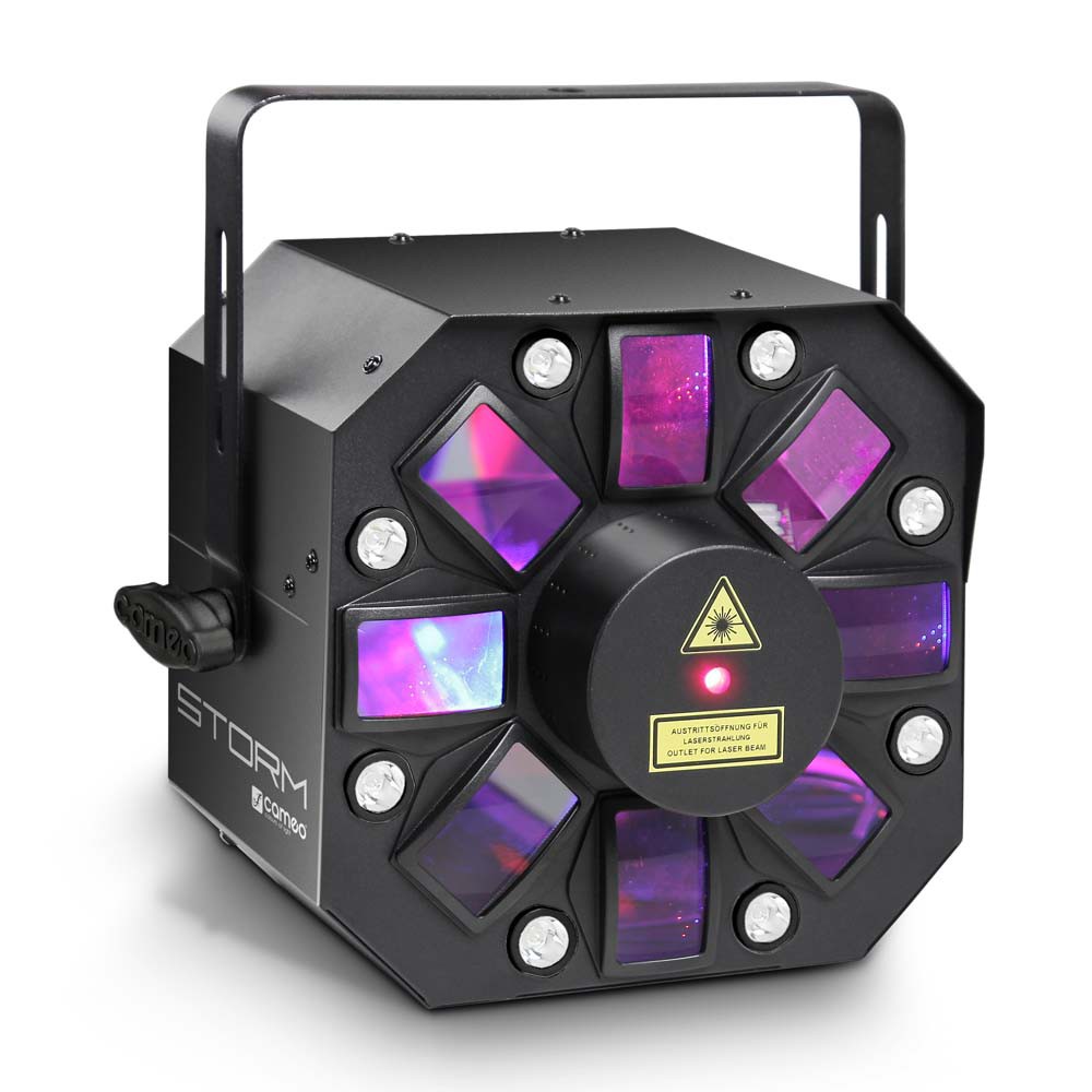 Cameo STORM - Efekt świetlny 3 w 1, 5 x RGBWA 3 W: Derby, stroboskop i laser dyfrakcyjny  